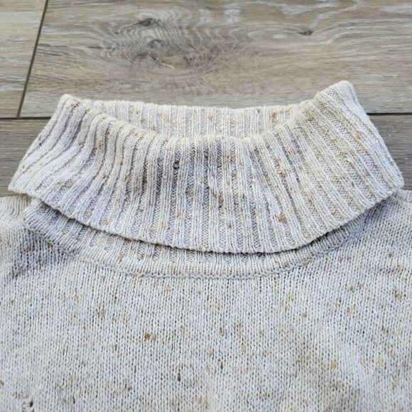 J.Jill all season textured sweater with turtle neck, cream with tan specs - Picture 4 of 10